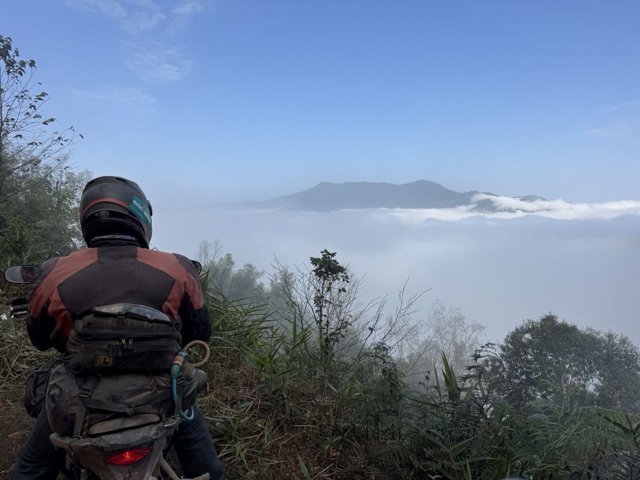 Morning cloud inversion over the mountains around Muang Khua