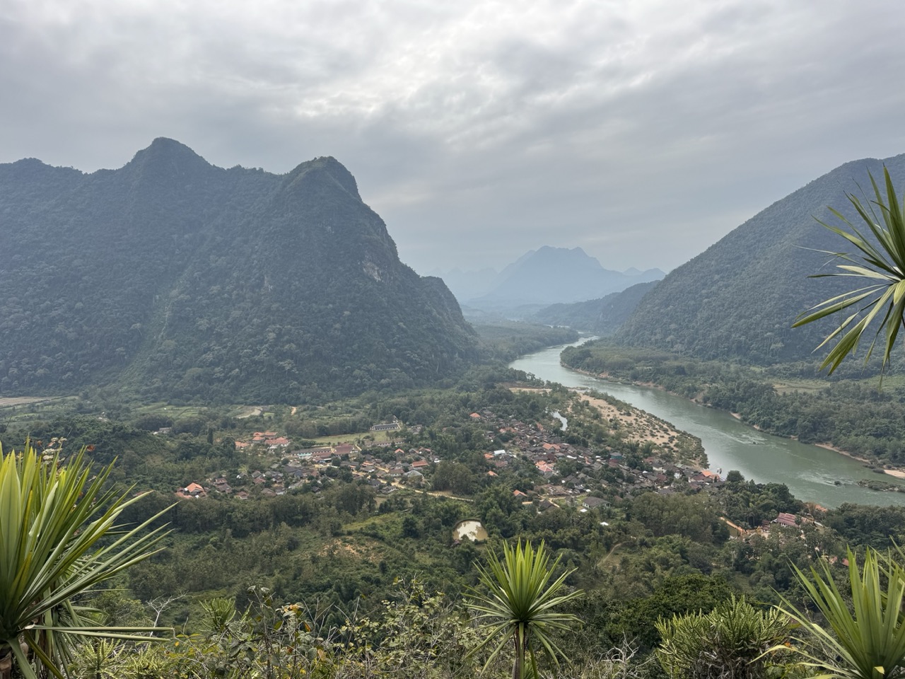 View of Muang Ngoi village and the Nam Ou river from the Pha Noi viewpoint