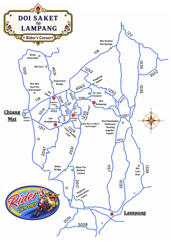 Doi Saket hand-drawn motorcycle map