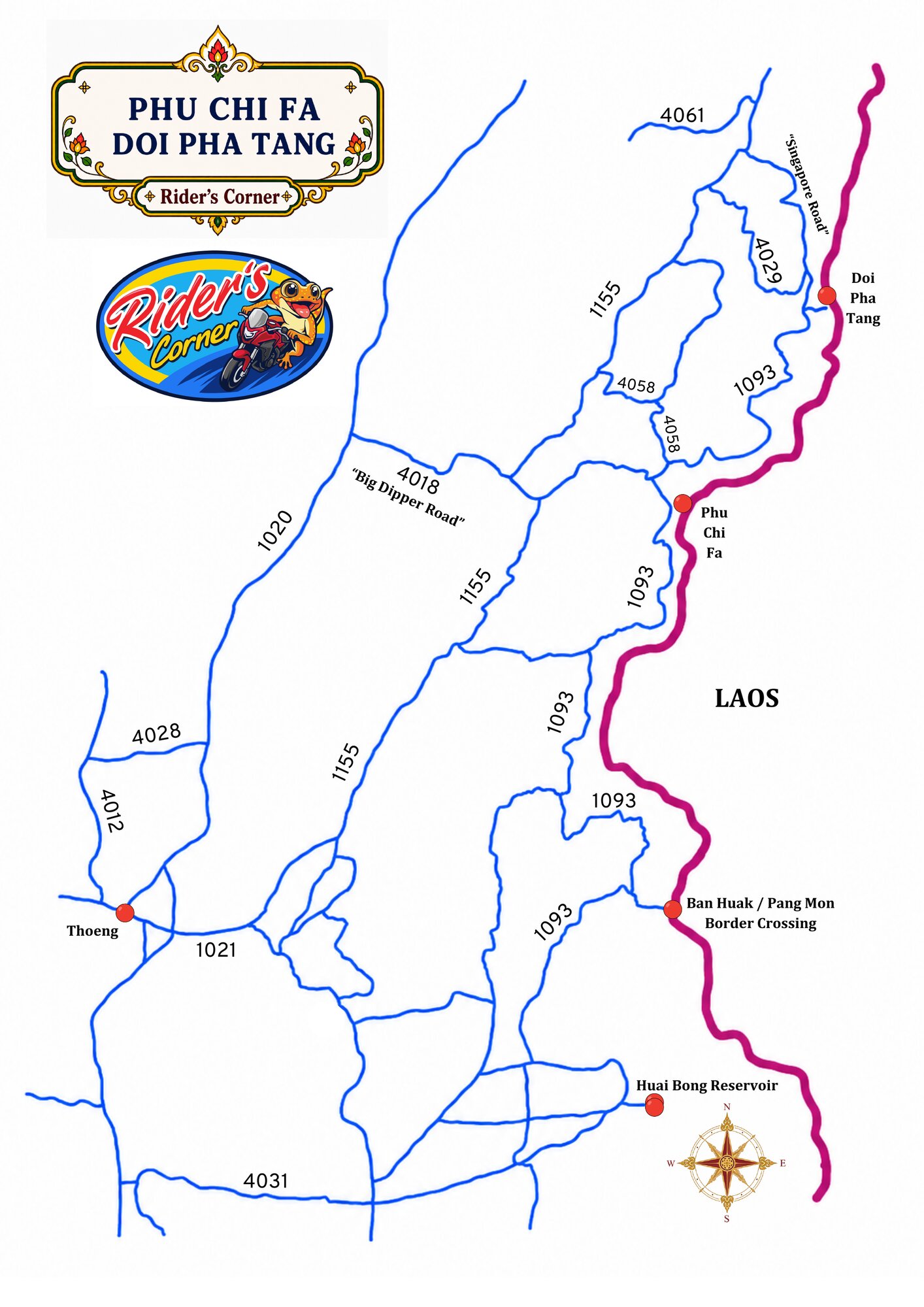 Phu Chi Fa hand-drawn motorcycle map