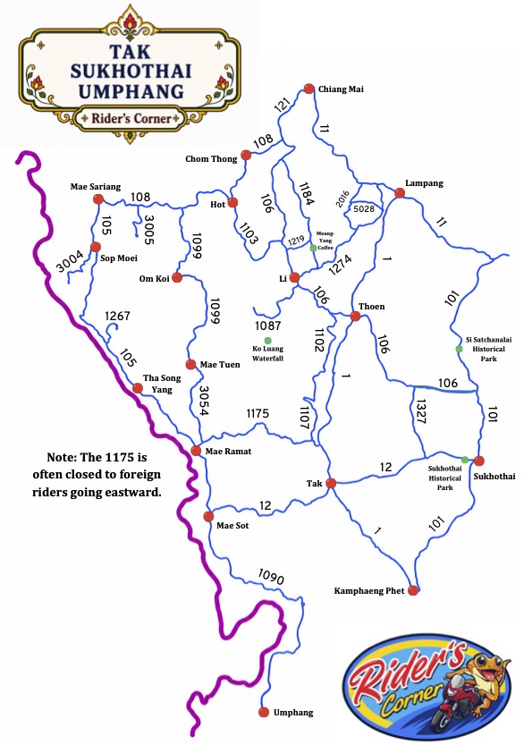 Sukhothai hand-drawn motorcycle map